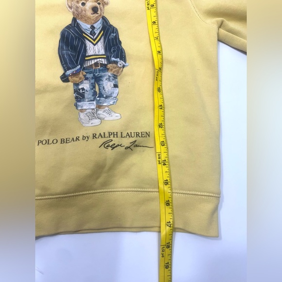 Polo Ralph Lauren Sweatshirt Boys Size 5 Yellow Fleece Polo Bear Crewneck Preppy - Picture 3 of 8
